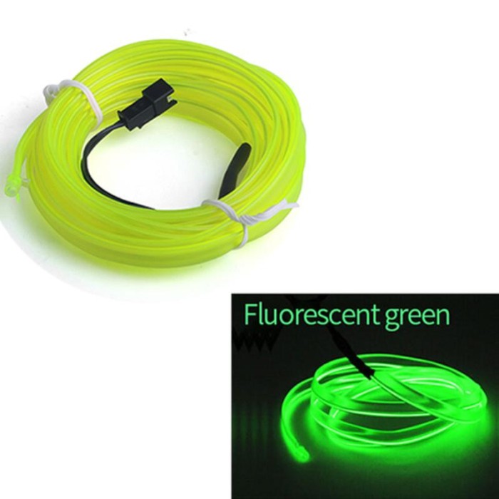 Fir Neon Auto &ldquo;EL Wire&rdquo; culoare Verde Fluorescent, lungime 5M, alimentare 12V, droser inclus