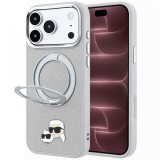 Husa MagSafe pentru Apple iPhone 18 Pro Max / 17 Pro Max, Karl Lagerfeld, Ring Stand 360 Karl &amp; Choupette Pin, Gri