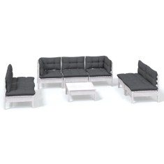 Set mobilier gradina cu perne, 8 piese, lemn masiv pin