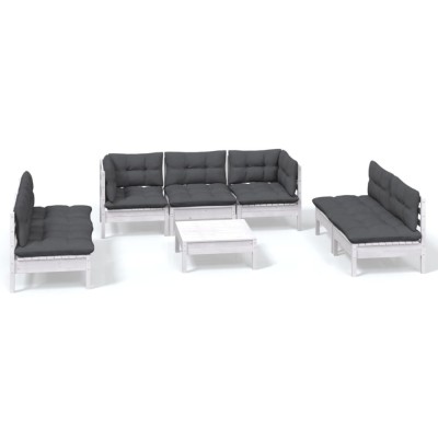 Set mobilier gradina cu perne, 8 piese, lemn masiv pin foto