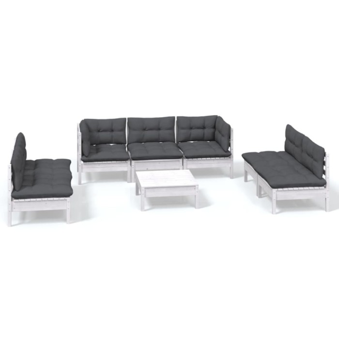 Set mobilier gradina cu perne, 8 piese, lemn masiv pin