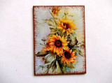 Buchet floarea soarelui, magnet frigider pe lemn 35954