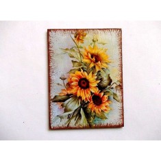 Buchet floarea soarelui, magnet frigider pe lemn 35954