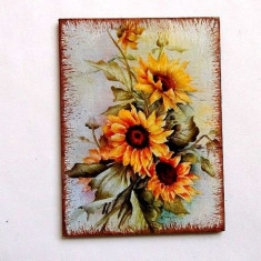 Buchet floarea soarelui, magnet frigider pe lemn 35954