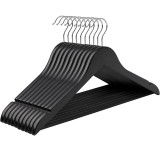 SONGMICS Umerase lemn set 10 bucati, cu bara pantalon antialunecare, carlig rotativ 360&deg;, 45x23 cm, negru Household NewTrend