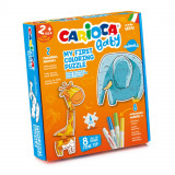 Cumpara ieftin Set Puzzle Animals Carioca Baby, 6 Carduri, 8 Carioci Super Lavabile, Multicolor, Carioci Super Lavabile, Puzzle, Puzzle Carioca, Carioci Puzzle, Set