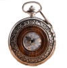 Ceas de buzunar Gorben Lant metalic Insertie din lemn Skeleton Vintage Mecanic Maro Argintiu