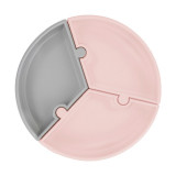 Farfurie puzzle minikoioi, 100% premium silicone &ndash; pinky pink / powder grey