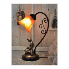 Lampa Art Deco cu o femeie cu abajur lalea IS278