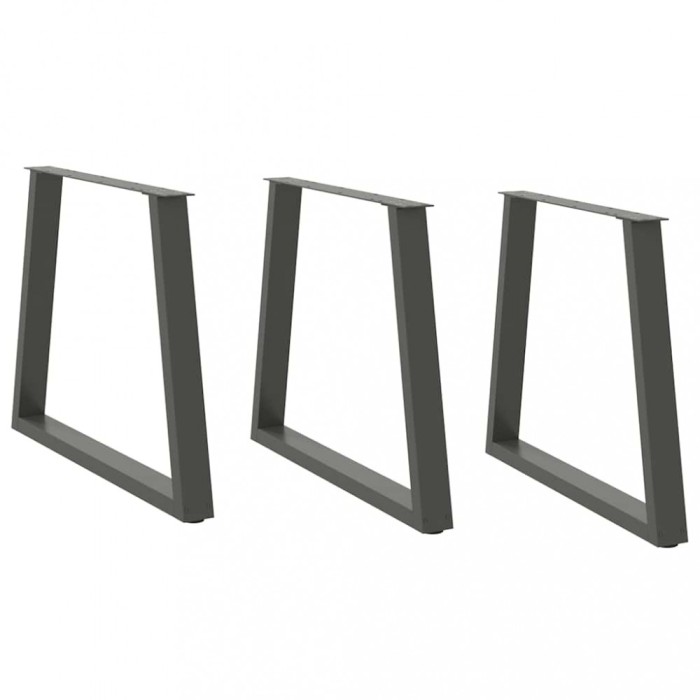 vidaXL Picioare de masă &icirc;n formă de V, 3 buc., antracit, 80x(72-73,3) cm, oțel 4012590