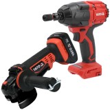 Yato YT-82826 + YT-827793 - Polizor unghiular cu 1 acumulator Li-Ion 18 V 2 Ah 125 mm + Masina de insurubat cu impact patrat 1/2 inch 850 Nm