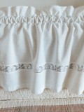 Draperie albă cu dantelă, fibră naturală, Mustar