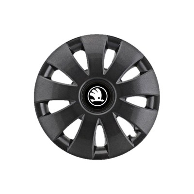 Set 4 Capace Roti potrivite jantelor de 15 inch, pentru Skoda Alb Negru model Aura Black foto