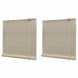 Jaluzele din bambus natural tip rulou, 2 buc., 120 x 160 cm