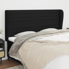 vidaXL Tăblie de pat cu aripioare, negru, 183x23x118/128 cm, textil