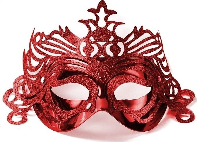 Masca Venetiana Cu Ornament Rosie