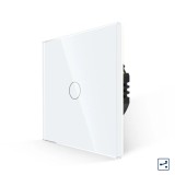 Intrerupator touch simplu Luxion cu rama din sticla alb