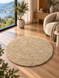 Cumpara ieftin Covor Rotund Fantasy 12500-80, Marime 67 x 67 cm, Bej, Inaltime Fir 30 mm, Antialergic, Polipropilena, Living, Dormitor, Sufragerie, Birou
