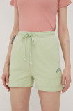 Ellesse pantaloni scurți din bumbac femei, culoarea verde, neted, high waist SGM14159-PINK