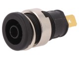 Soclu Banană 4mm 25A Negru Aurit 1kVDC &Icirc;nşurubare
