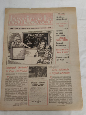 Ziarul BARICADA (11 septembrie 1990) Anul I nr. 35 foto