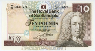 SCOTIA █ bancnota █ 10 Pounds █ 1993 █ P-353a █ The Royal Bank of Scotland █ UNC foto