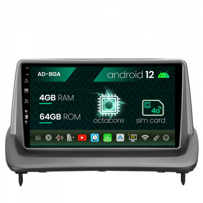 Navigatie Volvo C40 C30 S40 C70 V50 (2004-2012), Android 12, A-Octacore 4GB RAM + 64GB ROM, 9 Inch - AD-BGA9004+AD-BGRKIT403