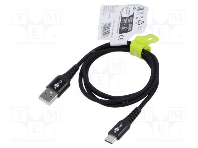 Cablu USB 2.0 Goobay USB A la USB C 1m negru 0,48Gbps 60W 3A