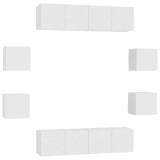 Cumpara ieftin Set de dulapuri TV, 8 piese, alb, lemn prelucrat