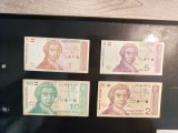 Set bancnote Croatia 1+5+25+100 1991 dinari dinara VF/XF