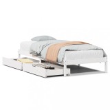 Cumpara ieftin Cadru pat fara saltea, alb, 100x200 cm, lemn masiv pin