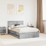 vidaXL Cadru de pat Gri din beton 120 x 190 cm Lemn Ingineresc 3410731