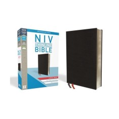 NIV, Thinline Bible, Large Print, Bonded Leather, Black, Red Letter Edition