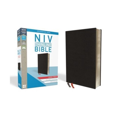NIV, Thinline Bible, Large Print, Bonded Leather, Black, Red Letter Edition foto