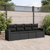 VidaXL Set mobilier de grădină cu perne, 4 piese, negru, poliratan