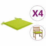 Perne scaun de grădină, 4 buc, verde aprins, 50x50x3 cm, textil, vidaXL