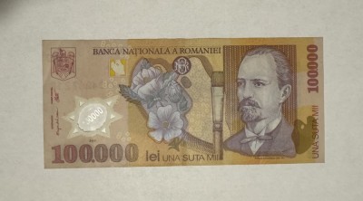 Bancnota Romania 100000 lei 2001 XF foto