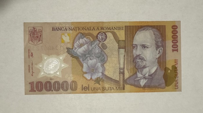 Bancnota Romania 100000 lei 2001 XF