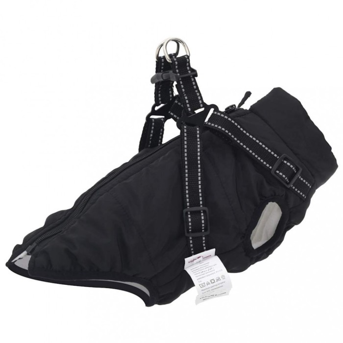 Gossi haina caini cu ham impermeabila reflectorizanta, negru, m