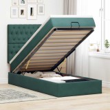 VidaXL Cadru de pat otoman cu saltele, catifea verde &icirc;nchis 90x200cm 3314369