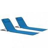 Cumpara ieftin Saltele plajă pliabile 2 buc, albastru, oțel și material textil