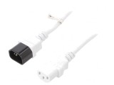Cablu Prelungitor Alimentare Alb 0.5m IEC C13 la IEC C14 10A 250V, Goobay