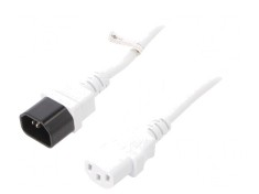 Cablu Prelungitor Alimentare Alb 0.5m IEC C13 la IEC C14 10A 250V