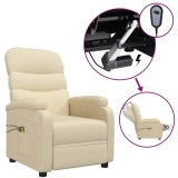 VidaXL Fotoliu de masaj rabatabil electric, crem, textil