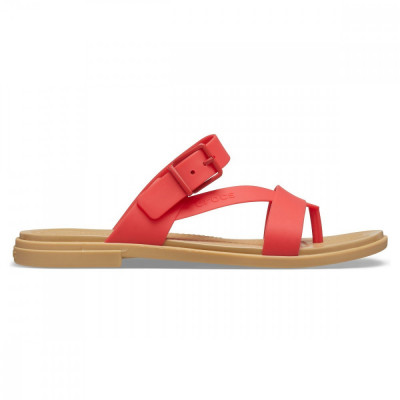 Sandale Crocs Tulum Toe Post Sandal Rosu - Flame foto