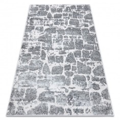 Covor MEFE modern 6184 Pavaj cărămidă structural două niveluri de l&acirc;nă gri inchis, 240x330 cm