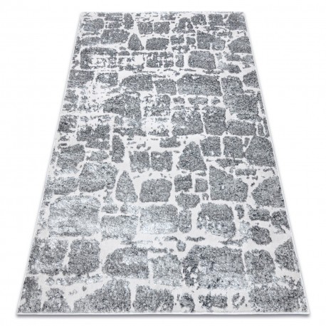 Covor MEFE modern 6184 Pavaj cărămidă structural două niveluri de l&acirc;nă gri inchis, 280x370 cm