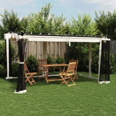 vidaXL Foișor cu pereți din plasă, crem, 4x3 m, oțel 4003911