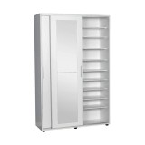 Cumpara ieftin Cuier cu pantofar Adore Porto Maxi, 2 usi cu oglinda, 12 rafturi, capacitate 32 perechi incaltaminte, 120 x 187 x 40 cm