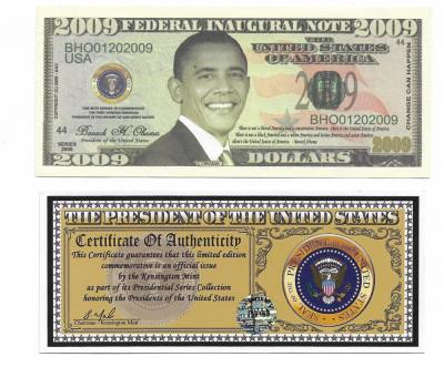 SUA - 100 US Dollar OBAMA Fantasy Banknote foto